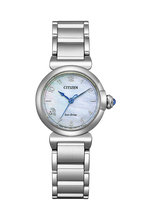 Load image into Gallery viewer, CITIZEN Ladies ECO ECO Silver-Tone Stainless Steel Case, Silver-Tone Stainless Steel Bracelet, White Mother of Pearl  Dial, WR 0050M EM1130-83D