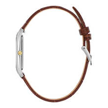 Load image into Gallery viewer, BULOVA Mens BUL Two-Tone Stainless Steel Case, Brown Leather Strap, Silver-White Dial, WR 0030M 98B430