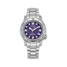 Load image into Gallery viewer, CITIZEN Ladies ECO ECO Silver-Tone Stainless Steel Case, Silver-Tone Stainless Steel Bracelet, Purple  Dial, WR 200M EO2027-50X