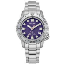 Load image into Gallery viewer, CITIZEN Ladies ECO ECO Silver-Tone Stainless Steel Case, Silver-Tone Stainless Steel Bracelet, Purple Dial, WR 200M EO2027-50X