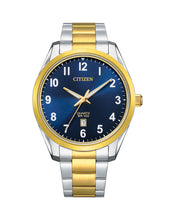 Load image into Gallery viewer, CITIZEN Mens QTZ QTZ Two-Tone Stainless Steel Case, Two-Tone Stainless Steel Bracelet, Blue  Dial, WR 0100M BI1036-57L
