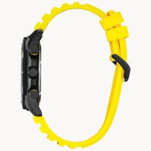 Load image into Gallery viewer, CITIZEN Mens ECO ECO Black Stainless Steel Case, Yellow Silicone Strap, Black  Dial, WR 0100M AT2585-08E
