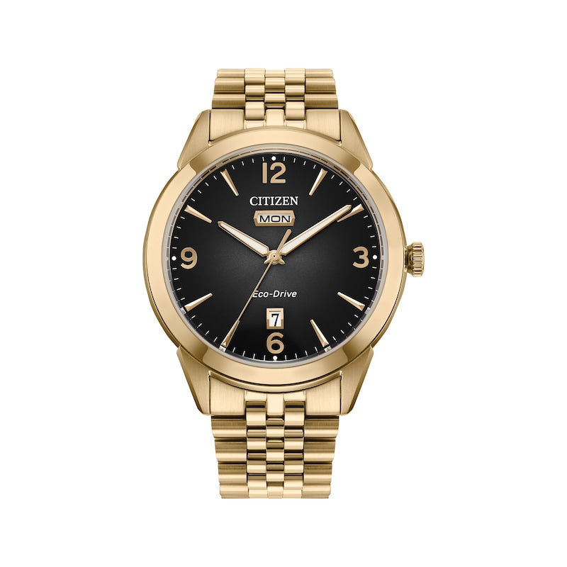 CITIZEN Mens ECO ECO Gold-Tone Stainless Steel Case, Gold-Tone Stainless Steel Bracelet, Gray  Dial, WR 0100M AW0152-58H