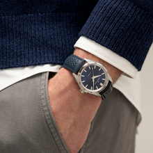Load image into Gallery viewer, HAMILTON JAZZMASTER PERFORMER AUTO - Blue Dial w Leather Strap H36215640
