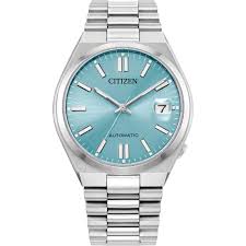 CITIZEN Unisex CITAUTO CAUTO Silver-Tone Stainless Steel Case, Silver-Tone Stainless Steel Bracelet, Aqua  Dial, WR 0050M NJ0200-50L